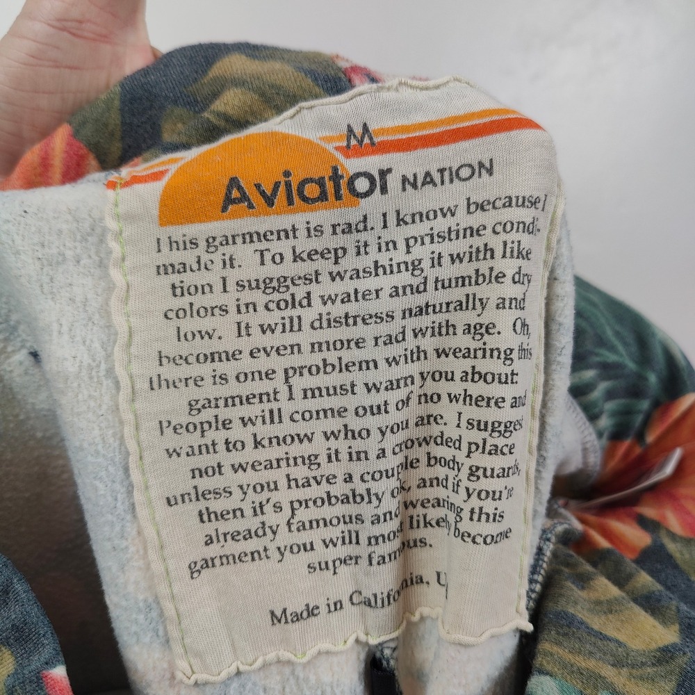 Aviator Nation Jogger Pants Women Medium Multi Tropical Floral Hibiscus Surf - Picture 8 of 10